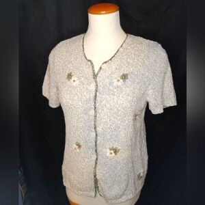 Northern Reflections Hand Embroidered Short Sleeve Cardigan.
